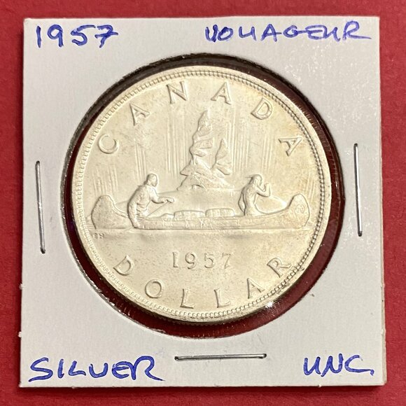 Wonderous Uncirculated Pair of 1957 Canada Silver $1 Coins! - Picture 3 of 16